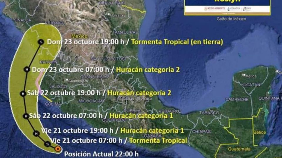 SIGUE “ROSELYN” ERRÁTICO; AHORA TOCARÍA TIERRA EN ESCUINAPA COMO HURACÁN CATEGOR