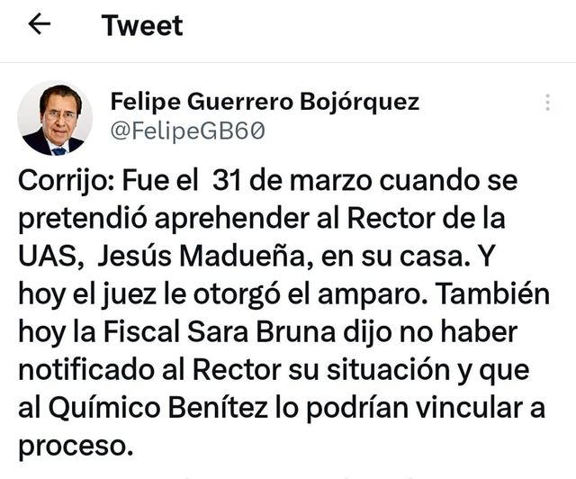 TRASCIENDE QUE FUE EL 31 DE MARZO CUANDO QUISIERON APREHENDER AL RECTOR DE LA UA