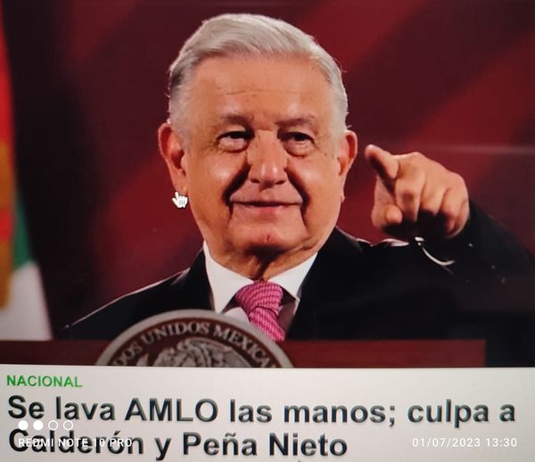Y LÓPEZ OBRADOR SE LAVA LAS MANOS...CULPA A CALDERÓN Y A PEÑA NIETO.