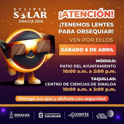 Ayuntamiento de Culiacán sigue regalando lentes para observar con seguridad el e