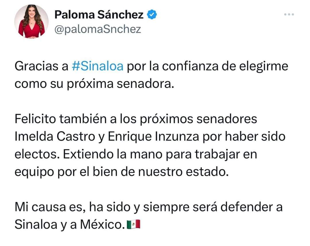 Defenderé a Sinaloa desde el Senado: Paloma Sánchez.