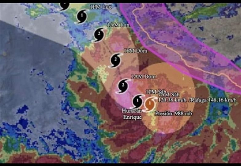 ESTA NOCHE Y MADRUGADA, EL HURACÁN "ENRIQUE" CATEGORÍA 1 PRODUCIRÁ LLUVIAS PUNTU