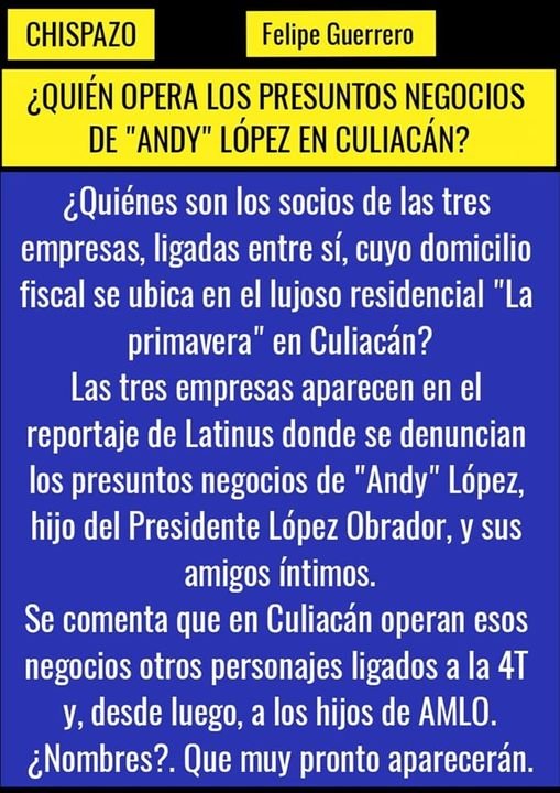 ¿QUIÉN OPERA LOS PRESUNTOS NEGOCIOS DE "ANDY" LÓPEZ EN CULIACÁN?