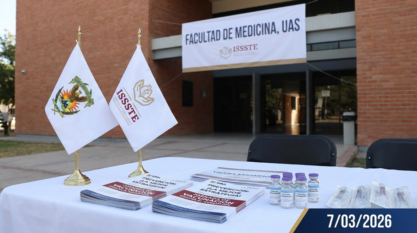 7/03/2026 Prevención, la mejor estrategia! La UAS y el ISSSTE encabezan segunda jornada de vacunación contra el sarampión en la Facultad de Medicina