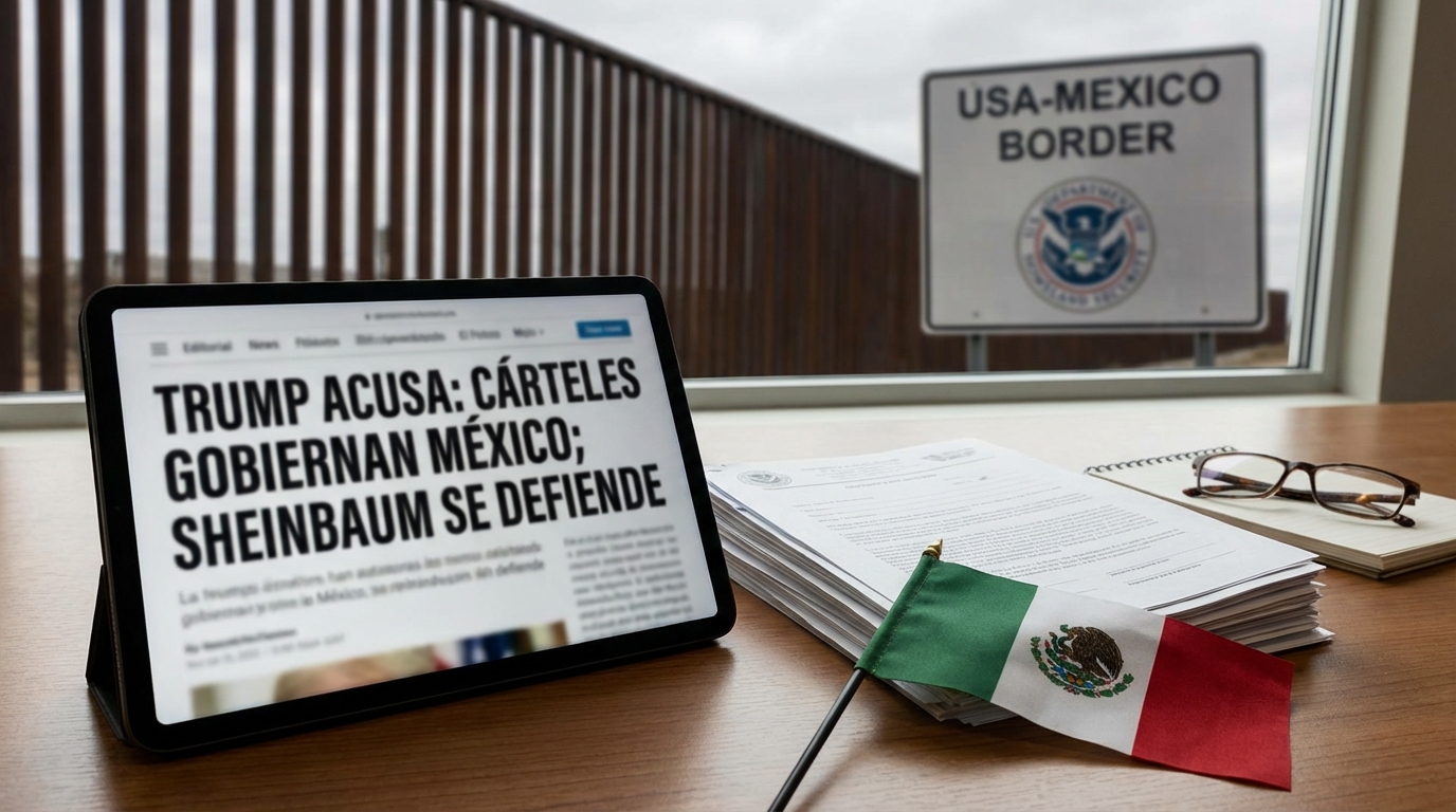 Donald Trump reitera su acusación de que México está gobernado por los cárteles de la droga; Claudia Sheinbaum insiste en su def...